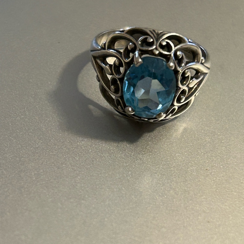 Vintage KBN Sterling ring with beautiful blue topaz stone